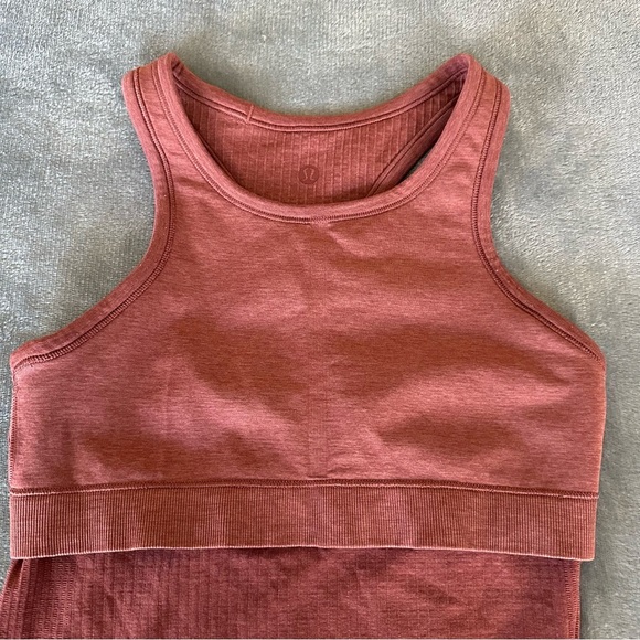Lululemon Ebb to Street Ribbed Cropped Racerback Tank Top Smoky Red Size 6 - Picture 11 of 12